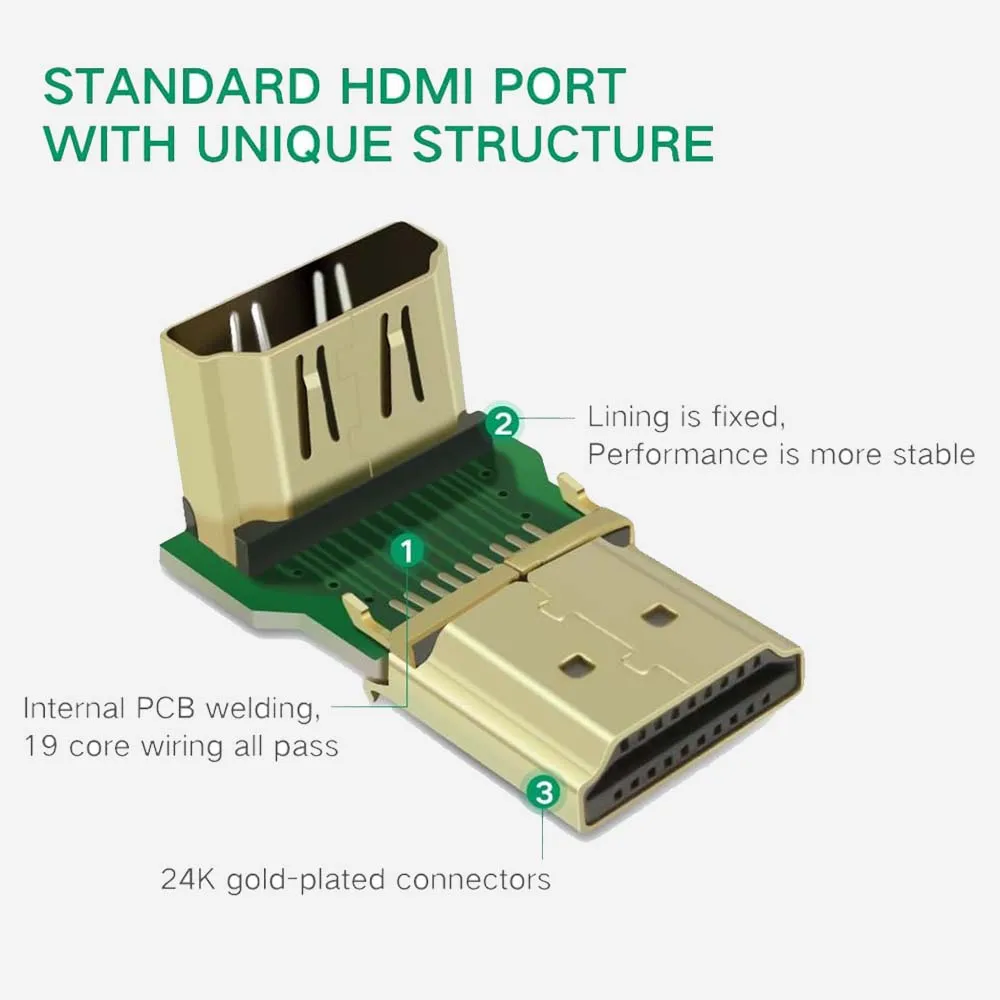 UGREEN 20109 HD112 HDMI Male to Female Adapter Down Angle