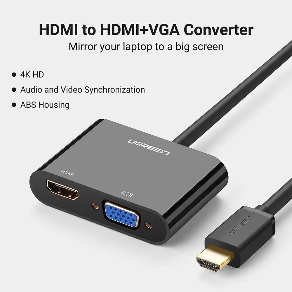 UGREEN 40744 CM101 HDMI to VGA + HDMI Converter Black