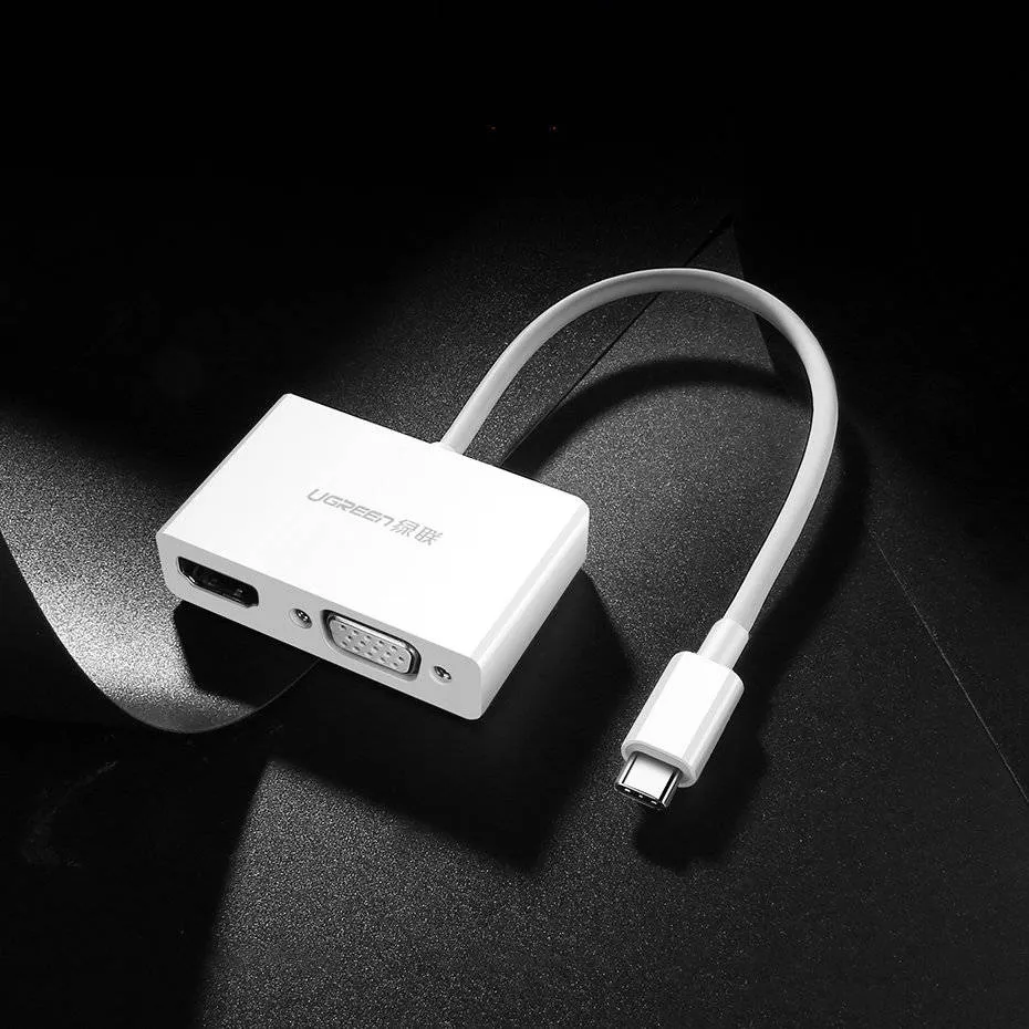 UGREEN 30843 MM123 USB Type C to HDMI+VGA Converter White