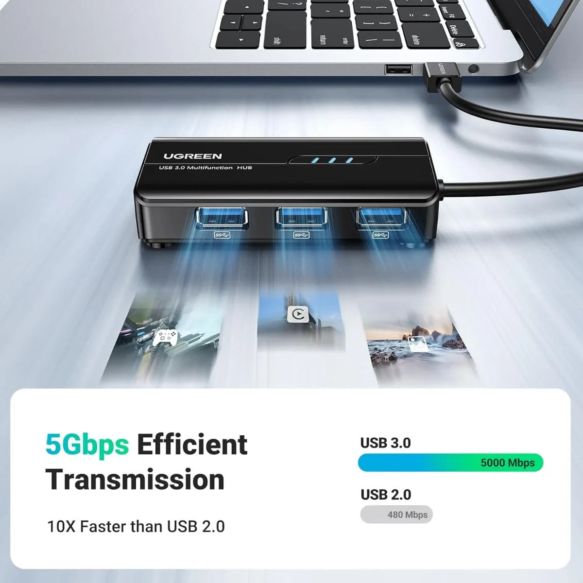 UGREEN 20265 USB 3.0 Hub with Gigabit Ethernet Adapter