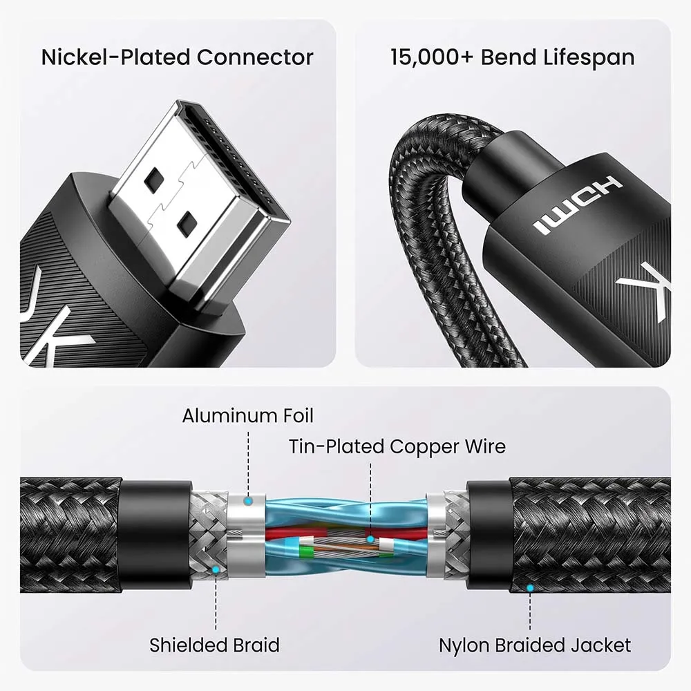 UGREEN 40102 HD119 HDMI 4K 3m Braided Cable Black