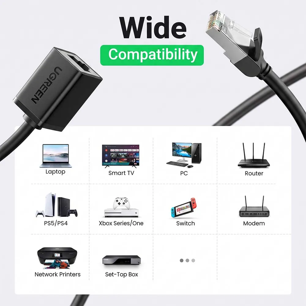 UGREEN 11281 NW112 Extension Cable Ethernet RJ45 Cat 6 FTP 1000Mbps 2m Black