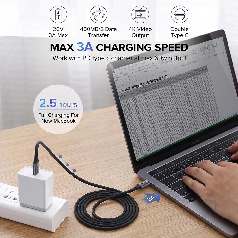 UGREEN 50751 1.5m USB-C to USB-C Cable Gray