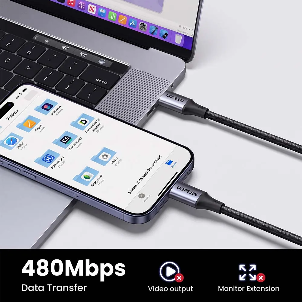 UGREEN 80150 240W 1m USB-C to USB-C Cable Black