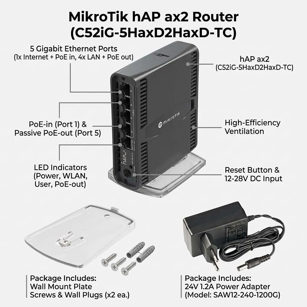 MIKROTIK C52iG-5HaxD2HaxD-TC (+POE) Router