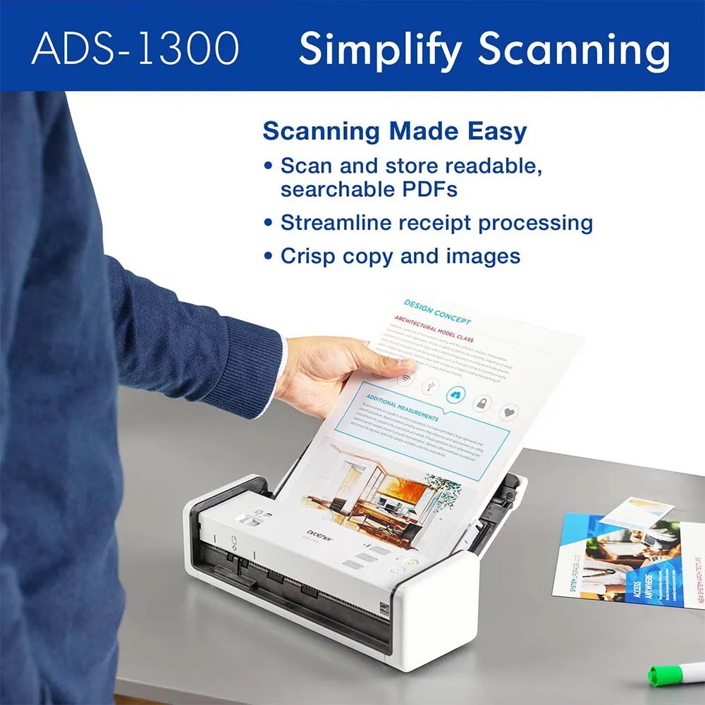 Brother ADS-1300 Scanner High Resolution Document & Photo Scanning USB