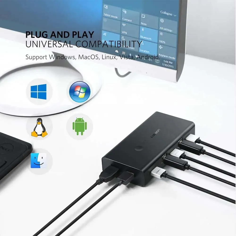 UGREEN 50744 HDMI Switch Box 2in 1out KVM Switching
