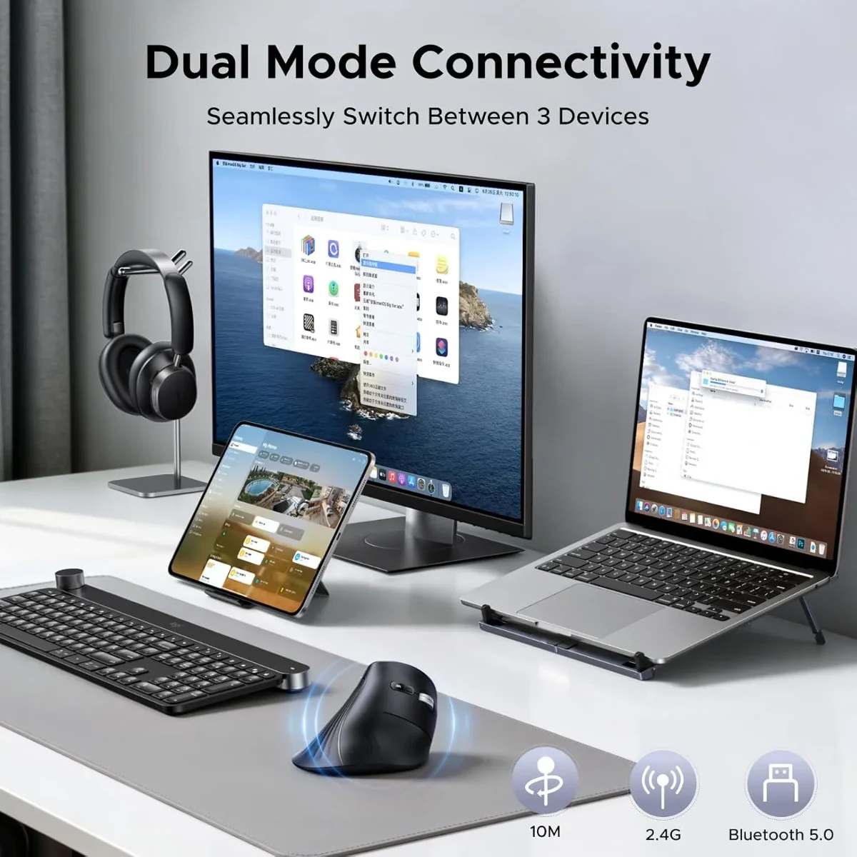 UGREEN 25444 Multi Mode Wireless Vertical Ergonomic Mouse