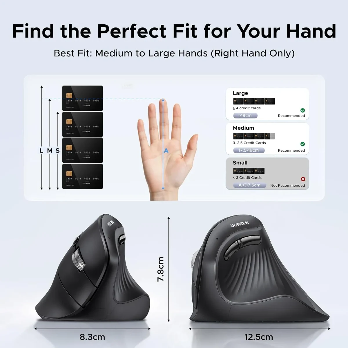 UGREEN 25444 Multi Mode Wireless Vertical Ergonomic Mouse