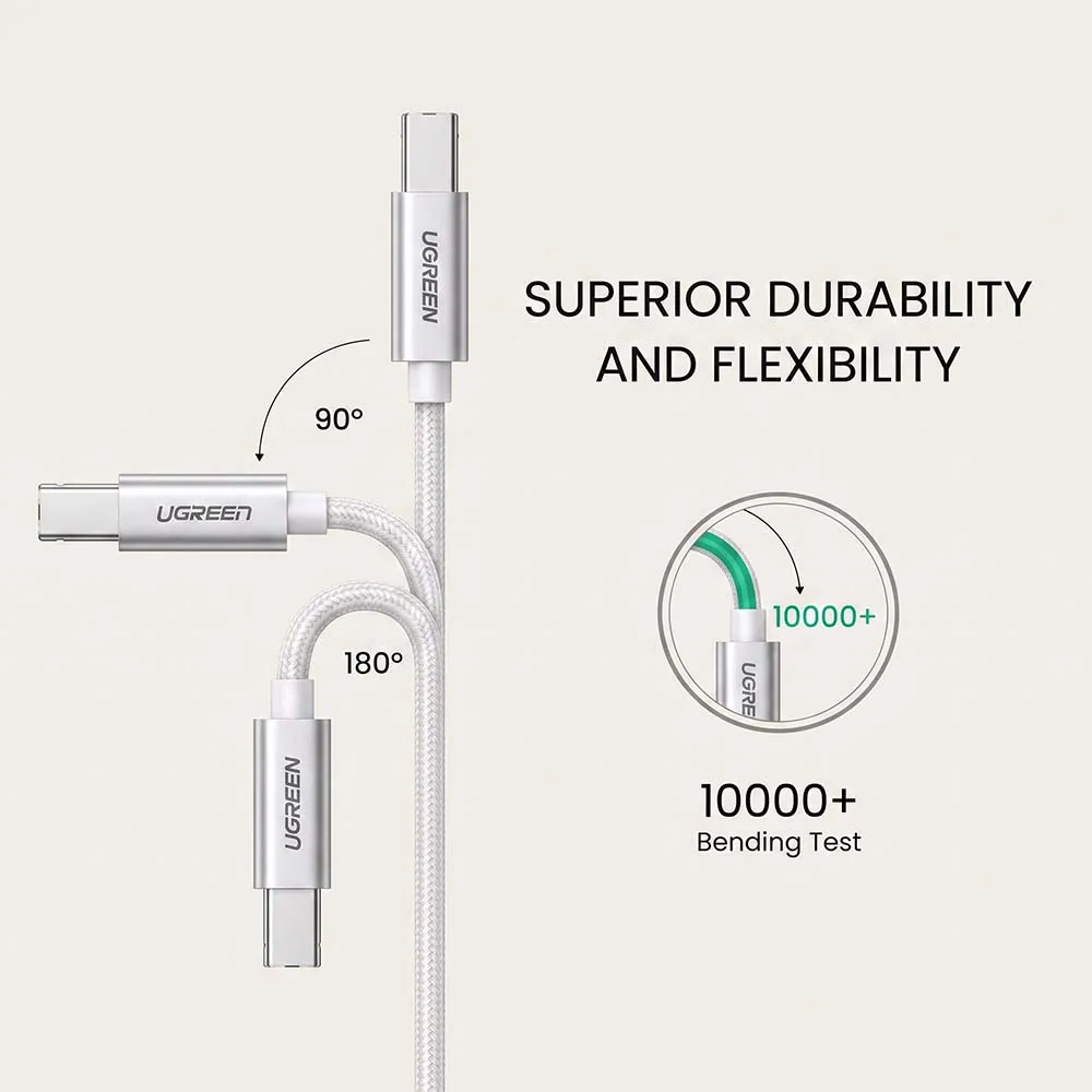 UGREEN 40417 USB-C to USB-B Printer Cable 1.5m White