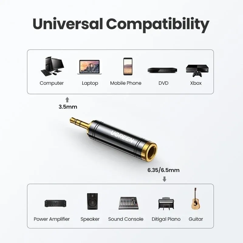 UGREEN 60711 AV168 3.5mm Male to 6.35mm Female Pure Copper Adapter