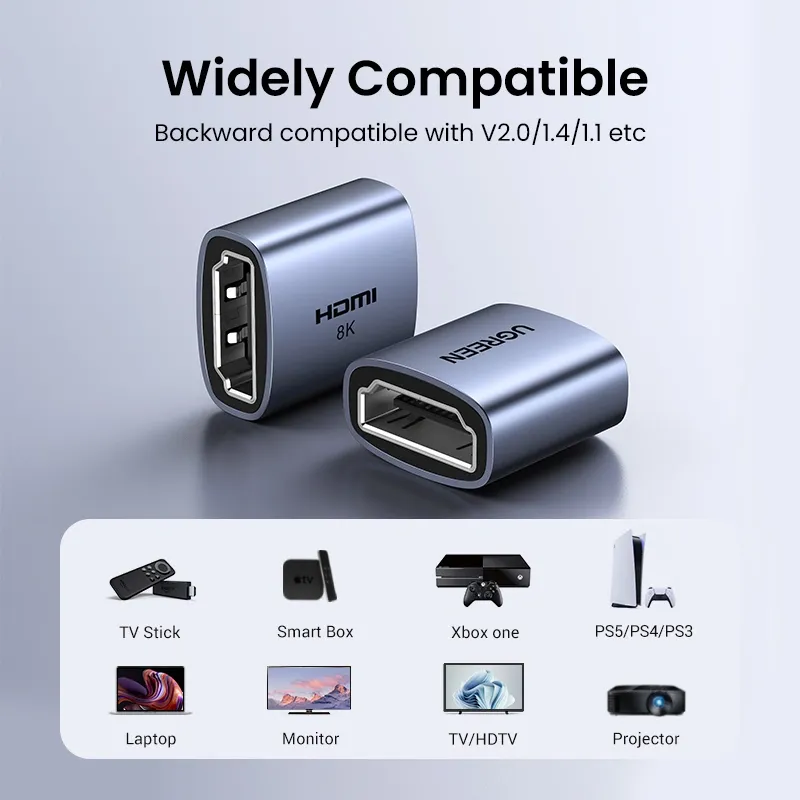 UGREEN 90592 8K HDMI Female to Female Extension Coupler Adapter Gray