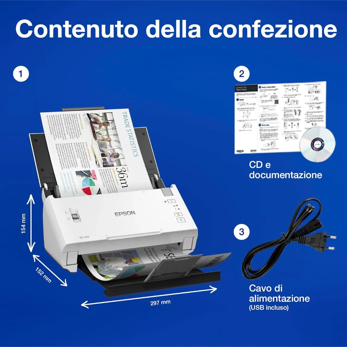 Epson WorkForce DS-410 Compact High Speed Document Scanner for Home & Office USB