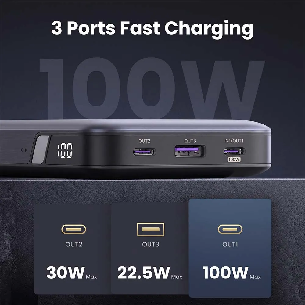 UGREEN 25188 PB720 20000mAh 100W Two Way Fast Charging Power Bank Gray