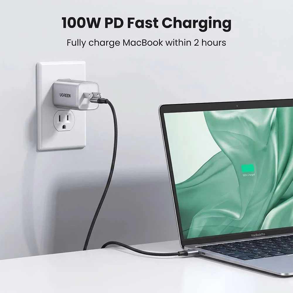 UGREEN 30389 US501 0.8m USB-C to USB-C 100W Cable Black