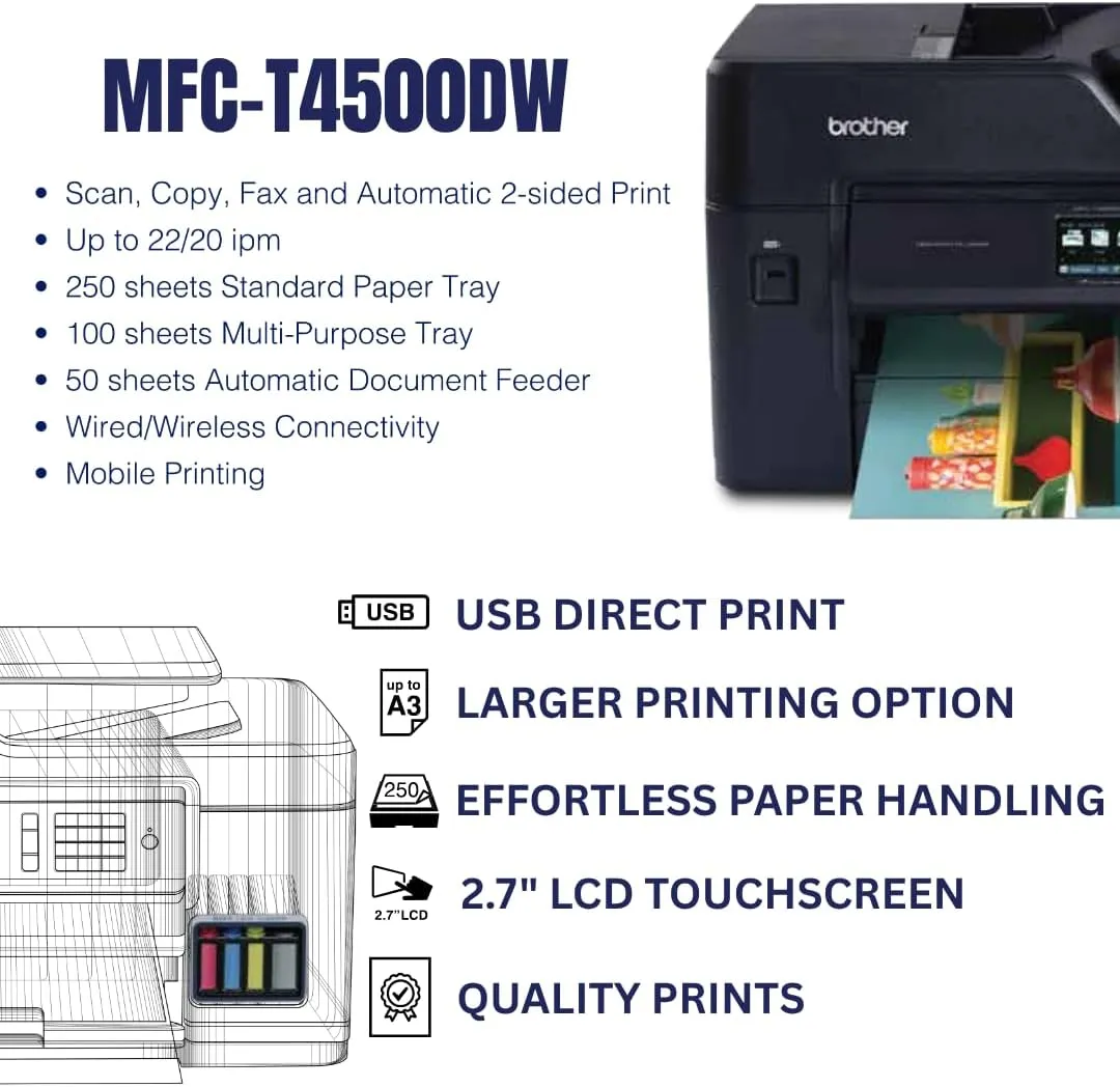 Brother MFC-T4500DW A3 Color Multifunction Ink Tank Printer