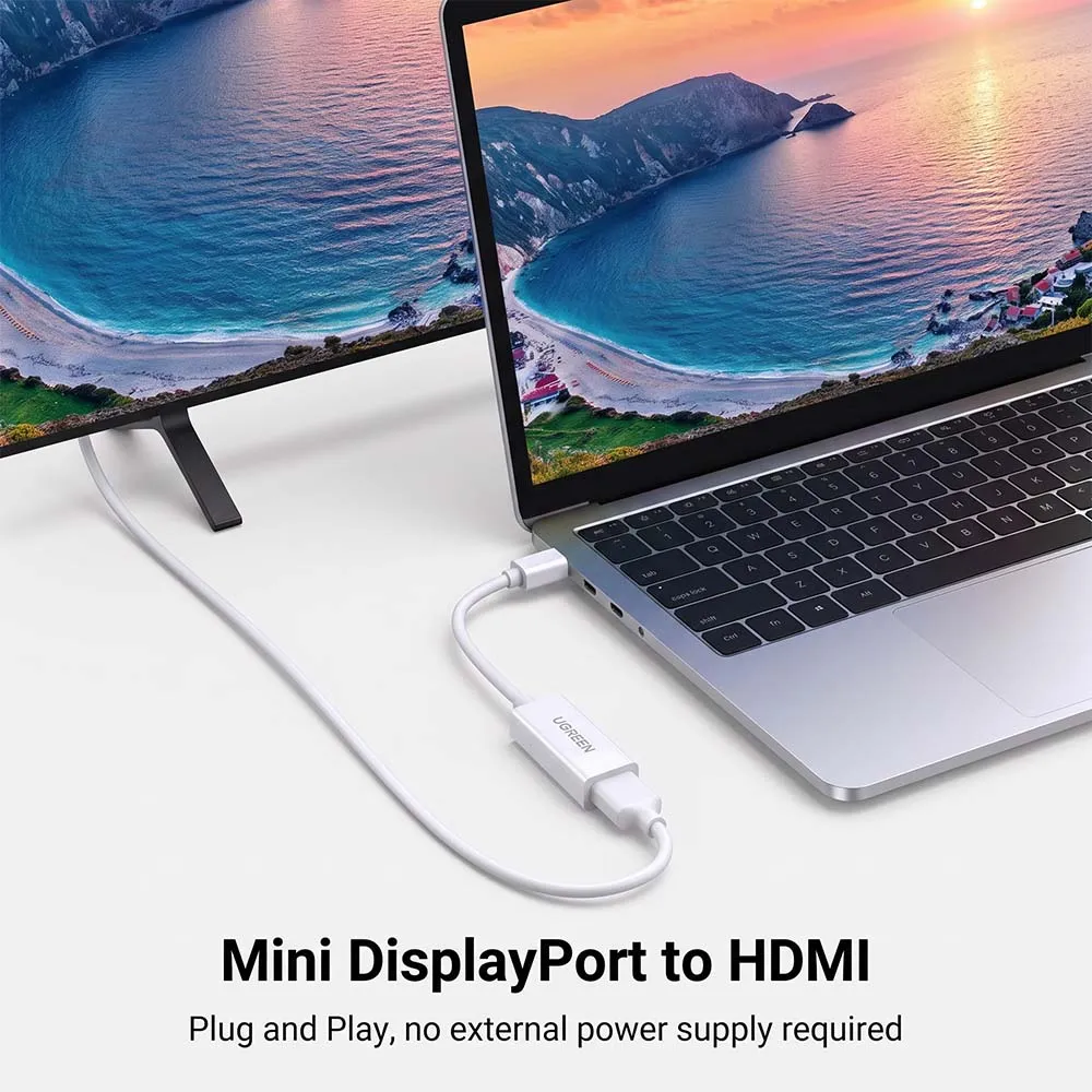 UGREEN 10460 Mini Display Port to HDMI Adapter Male to Female White
