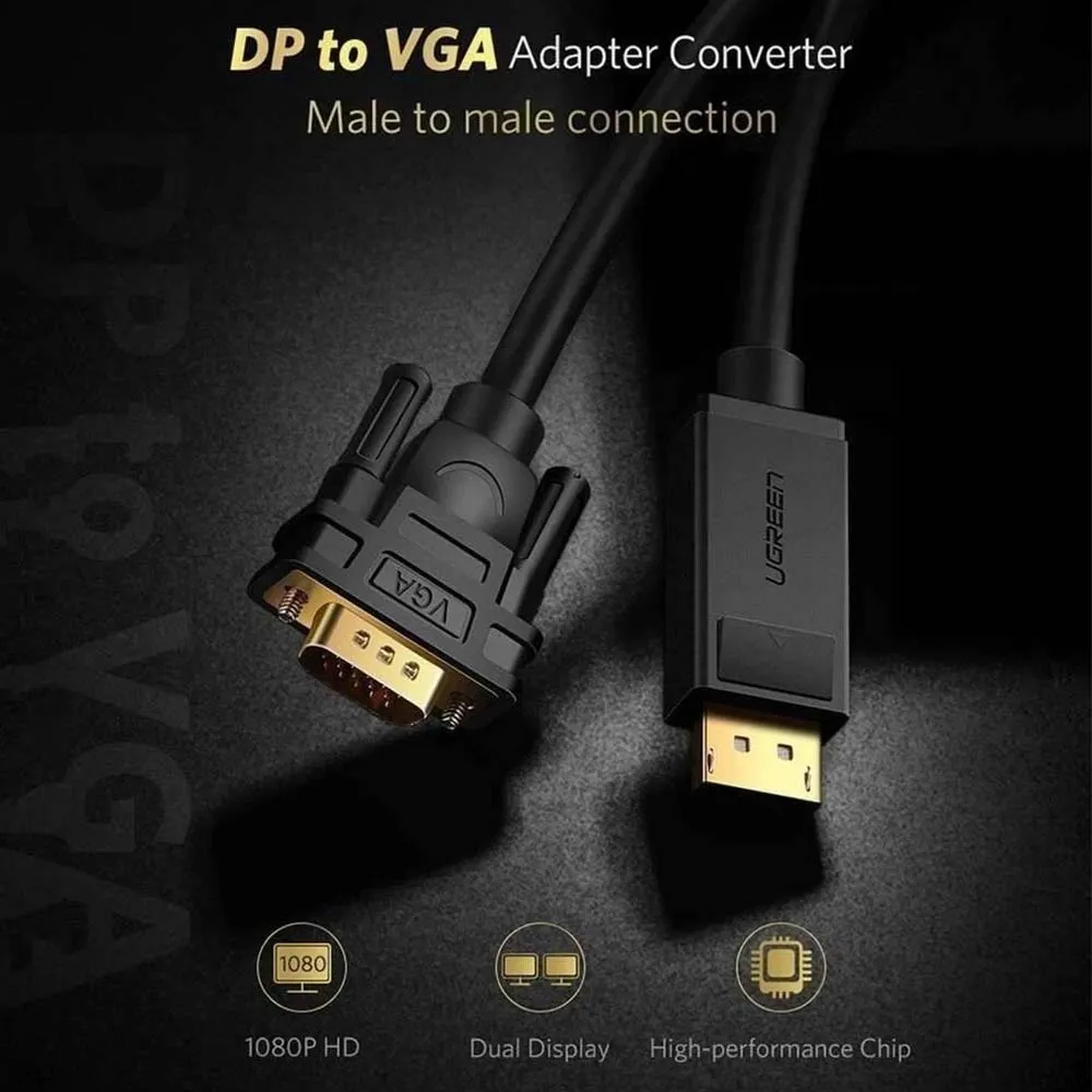 UGREEN 10247 Display Port to VGA Cable 1.5m Black