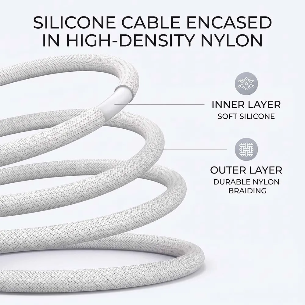UGREEN 15367 US557 USB-C to USB-C 100W PD Fast Charging Silicone Braided Cable 1m White