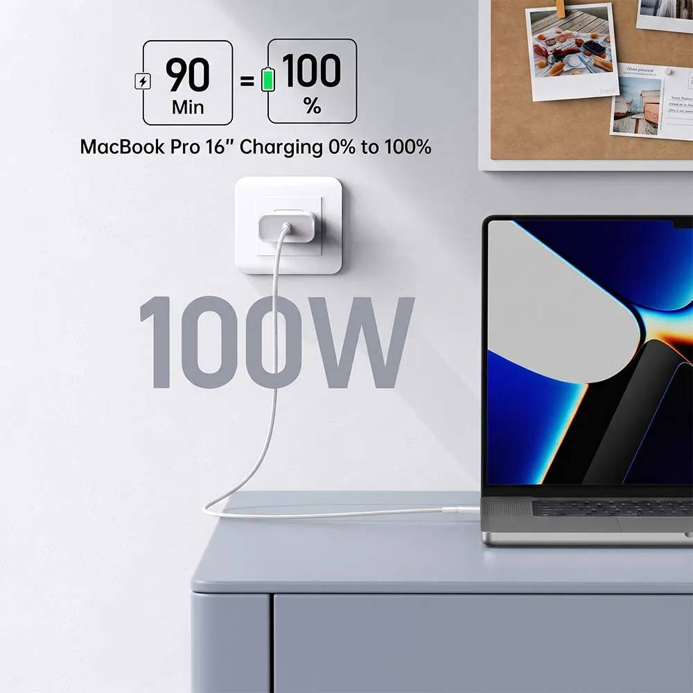 UGREEN 15367 US557 USB-C to USB-C 100W PD Fast Charging Silicone Braided Cable 1m White