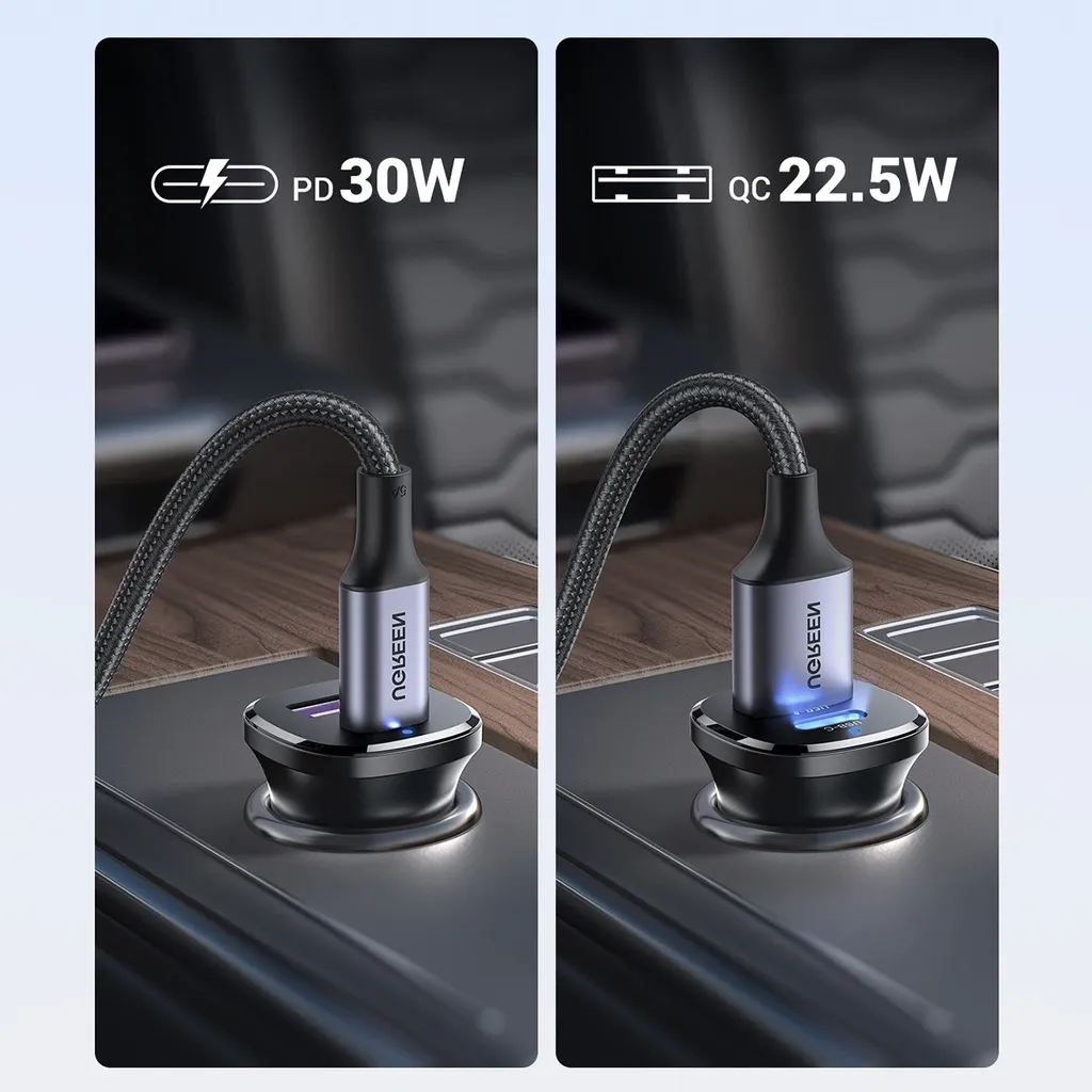 UGREEN 25845 EC305 30W 2-Port Fast Car Charger Black