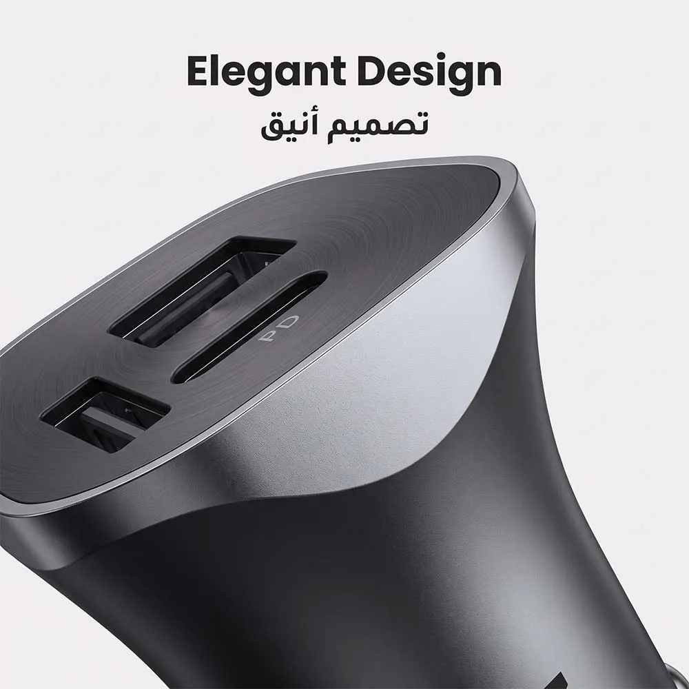 UGREEN 40858 CD130 30W Car Charger Dual Port USB-A + USB-C PD Gray