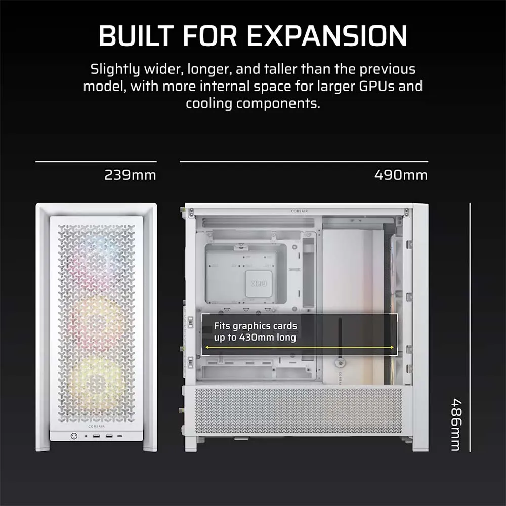 CORSAIR FRAME 4000D RS ARGB Modular Mid Tower PC Case White