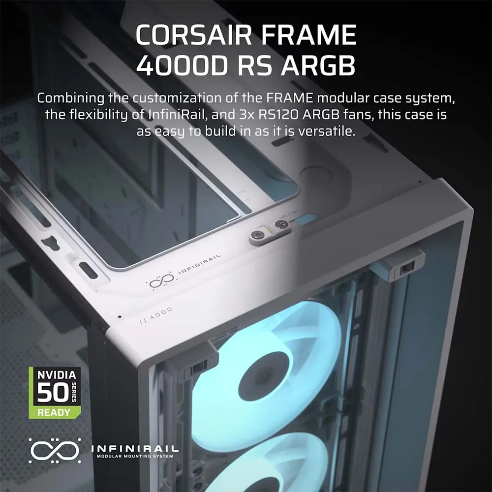 CORSAIR FRAME 4000D RS ARGB Modular Mid Tower PC Case White