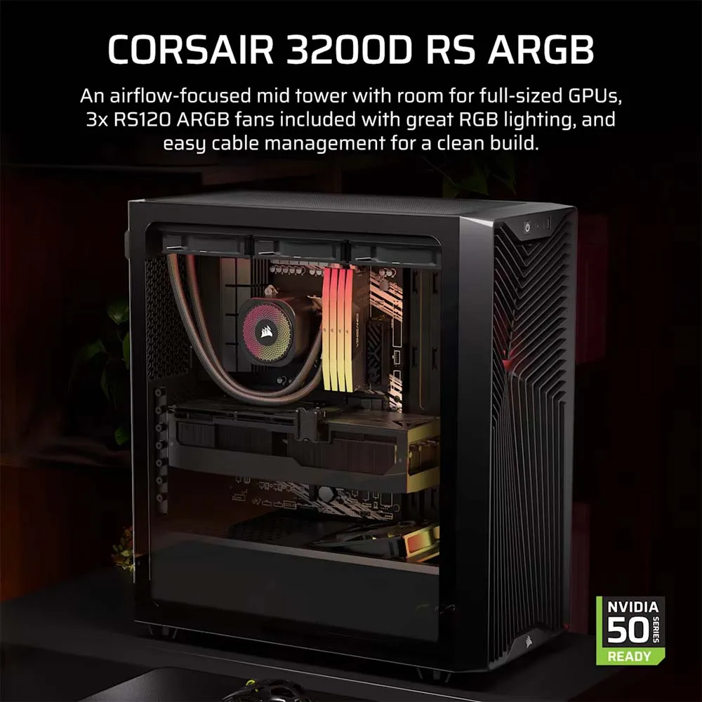 CORSAIR 3200D RS ARGB Mid-Tower PC Case - Smoke