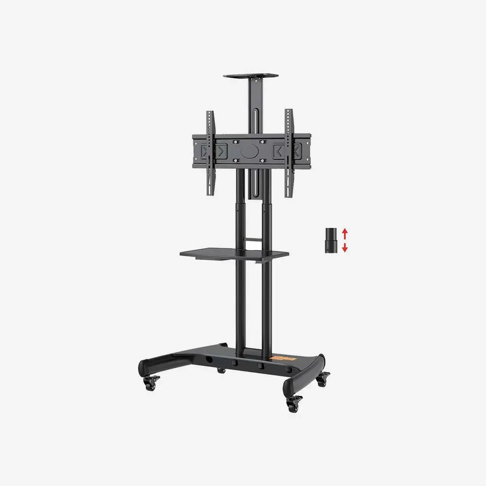 North Bayou AVA1500-60-1P TV Cart – Mobile TV Stand with Wheels, Adjustable Height, Fits 32–75 Inch Screens, Black
