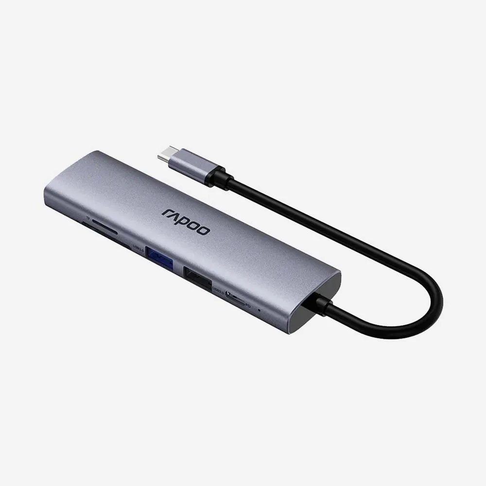 Rapoo XD61 USB-C 6 in 1 Multifunction Docking Station Silver Grey