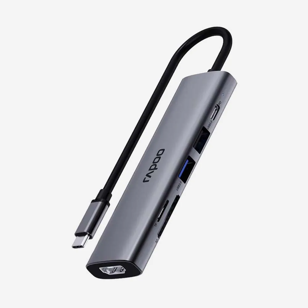 Rapoo XD61 USB-C 6 in 1 Multifunction Docking Station Silver Grey