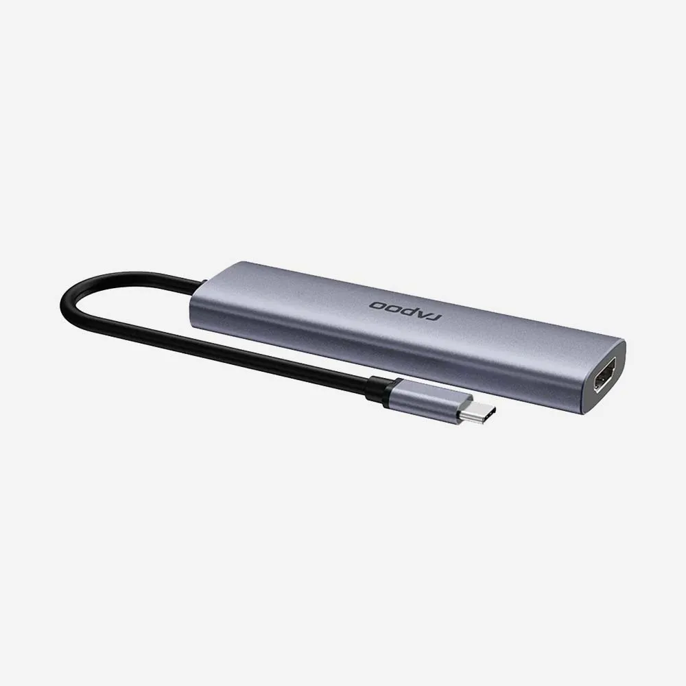 Rapoo XD61 USB-C 6 in 1 Multifunction Docking Station Silver Grey