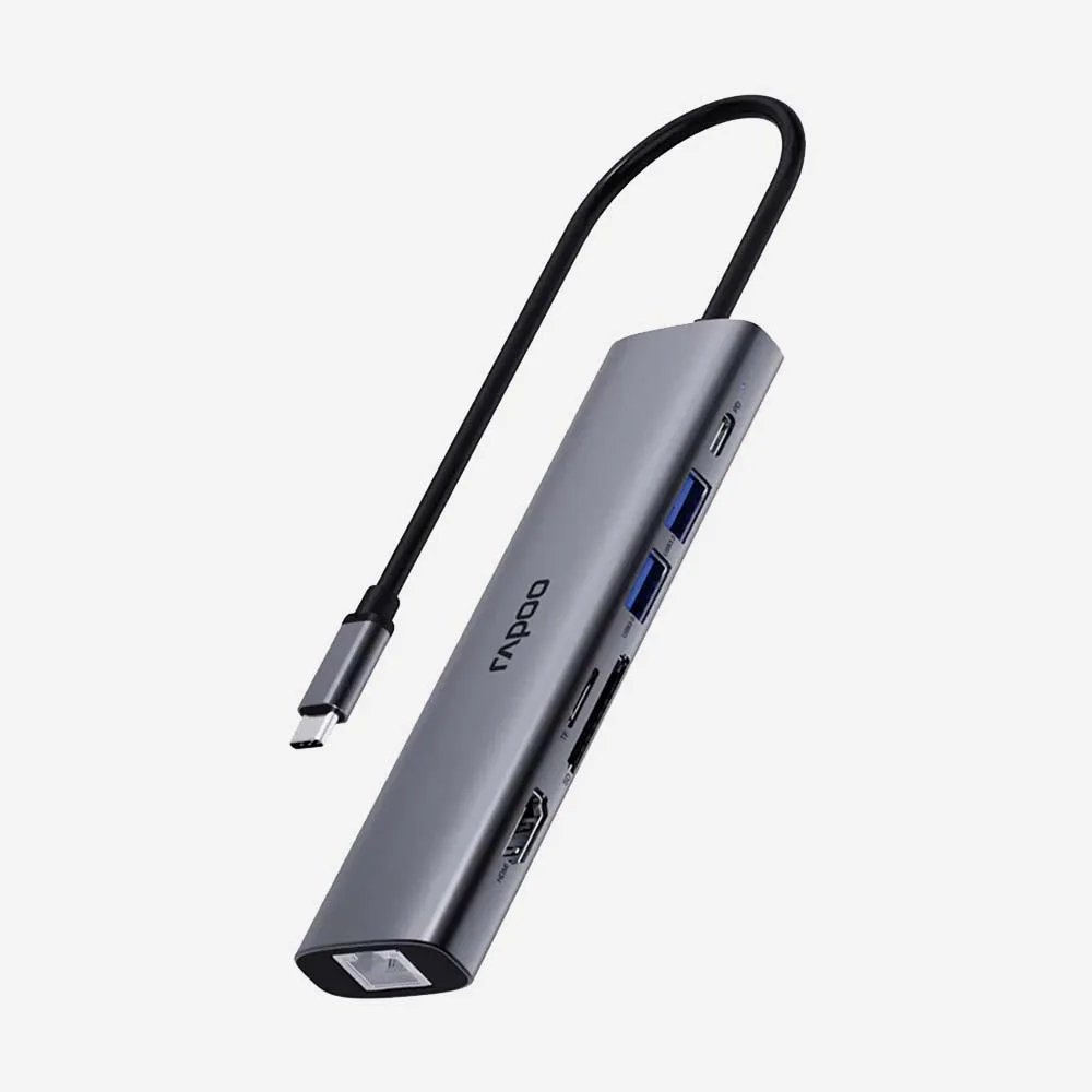Rapoo XD71 USB-C 7 in 1 Multifunction Docking Station Silver Grey