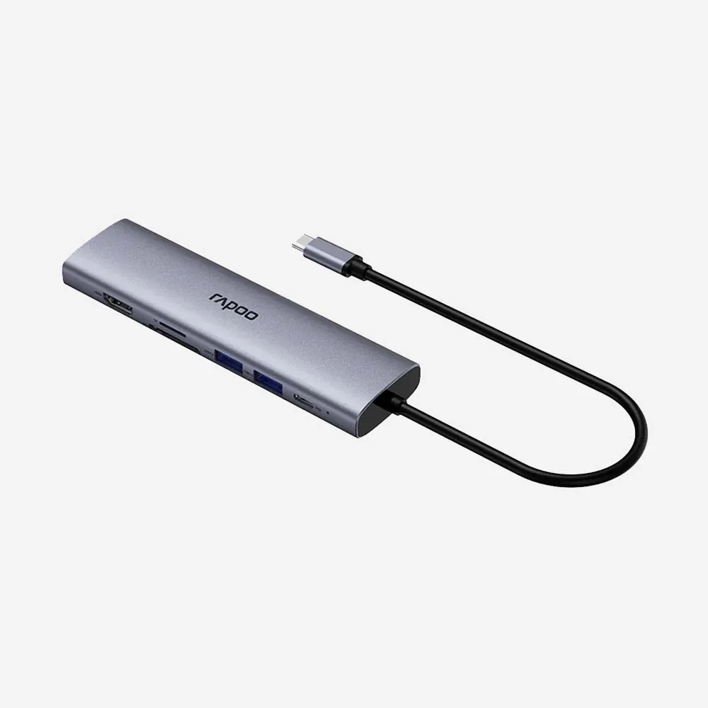 Rapoo XD71 USB-C 7 in 1 Multifunction Docking Station Silver Grey