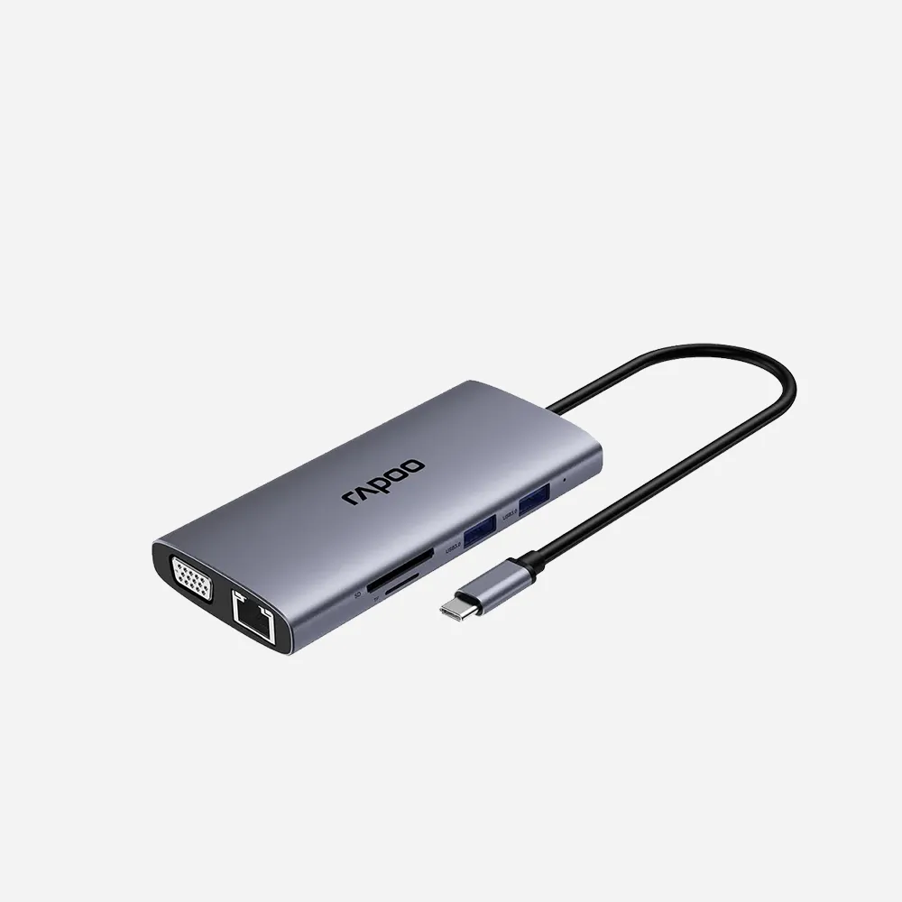 Rapoo XD101 USB-C 10 in 1 Multifunction Docking Station Silver Grey