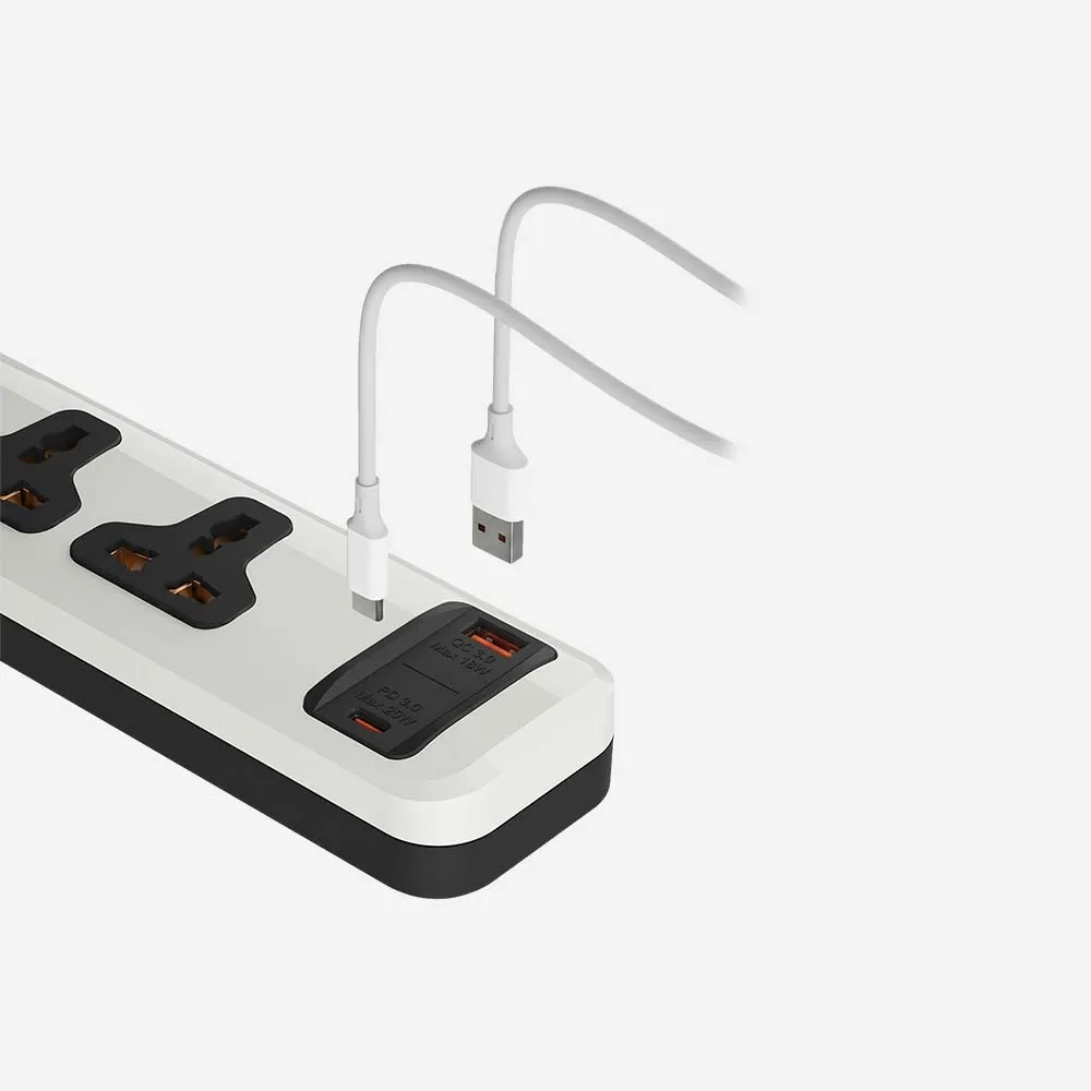 iLOCK 5109 Power Strip 3 Universal Outlets USB-C USB-A Fast Charging 2m