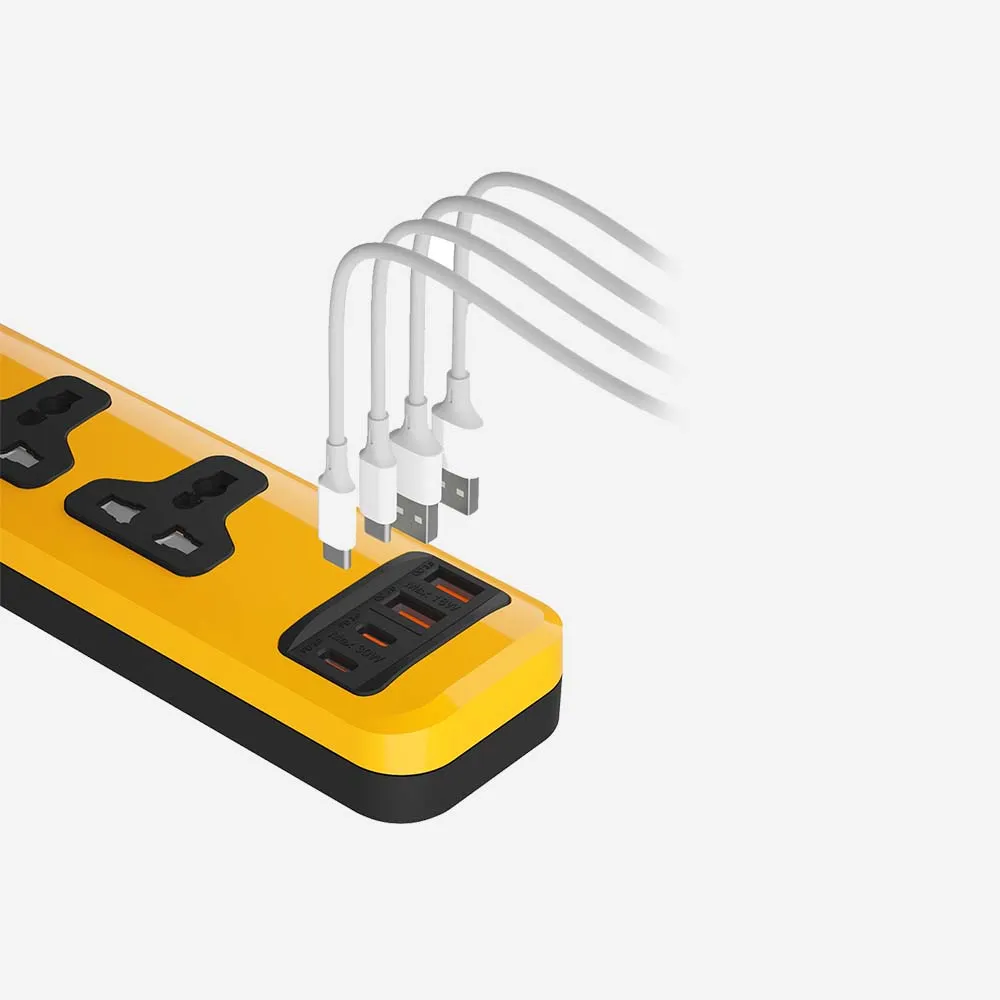 iLOCK 5108 Power Strip 3 Universal Outlets 2USB-C 2USB-A Fast Charging 2m