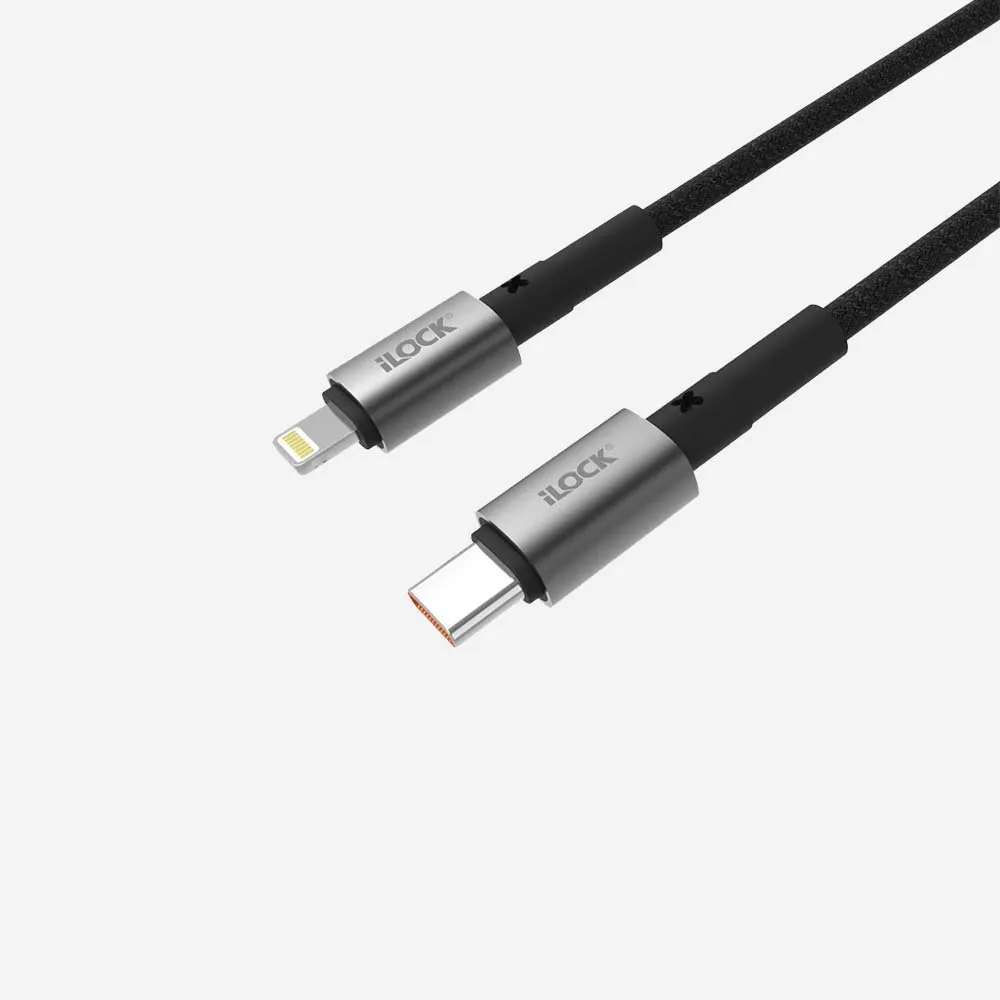 iLOCK 5090 USB-C to iPhone 30W Fast Charging Cable Ultra Durable Braided 1m