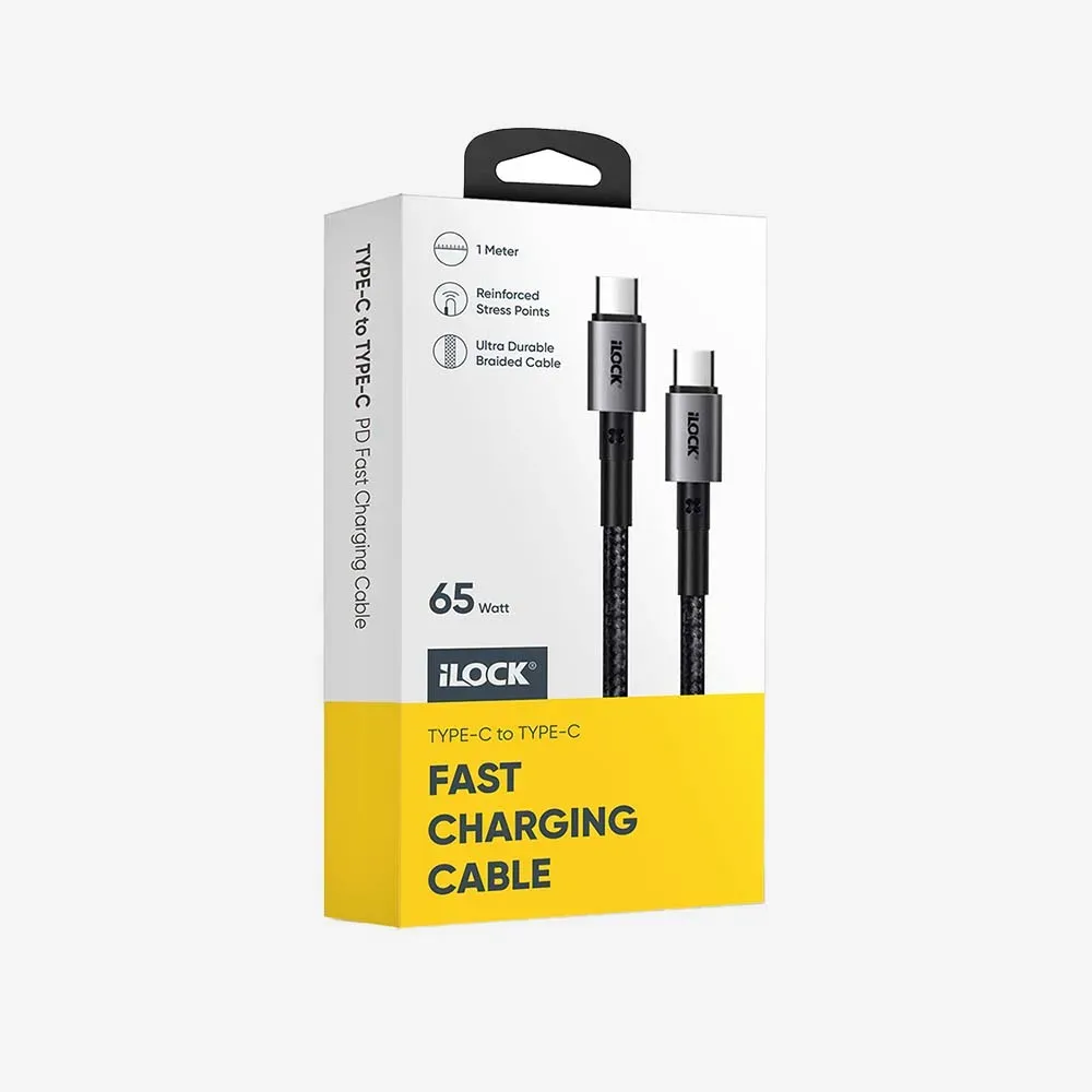 iLOCK 5089 USB-C to Type-C 65W Fast Charging Cable Ultra Durable Braided 1m