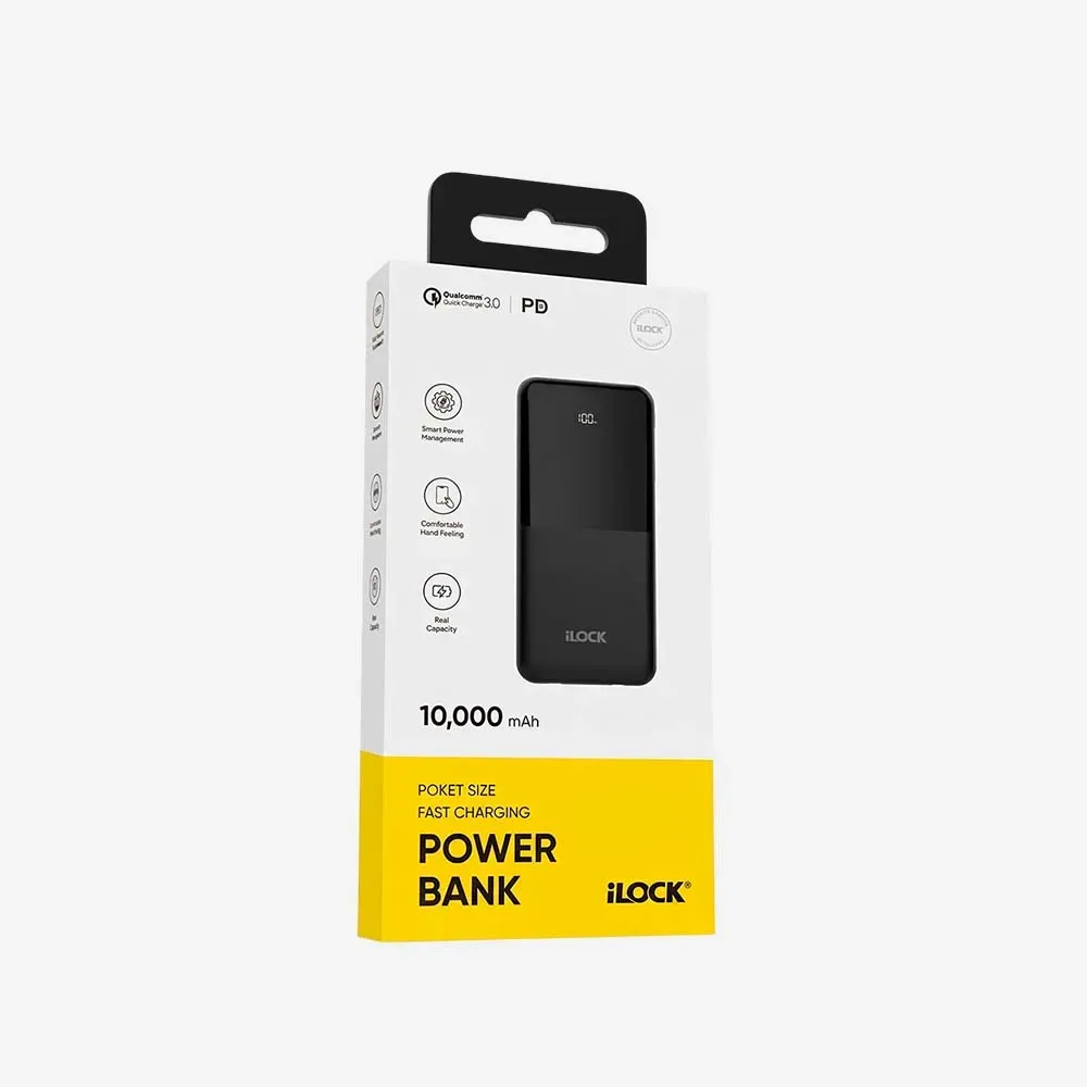 iLOCK 5138 Power Bank 10,000mAh Four Ports LED Display Fast Charging Backward Cables
