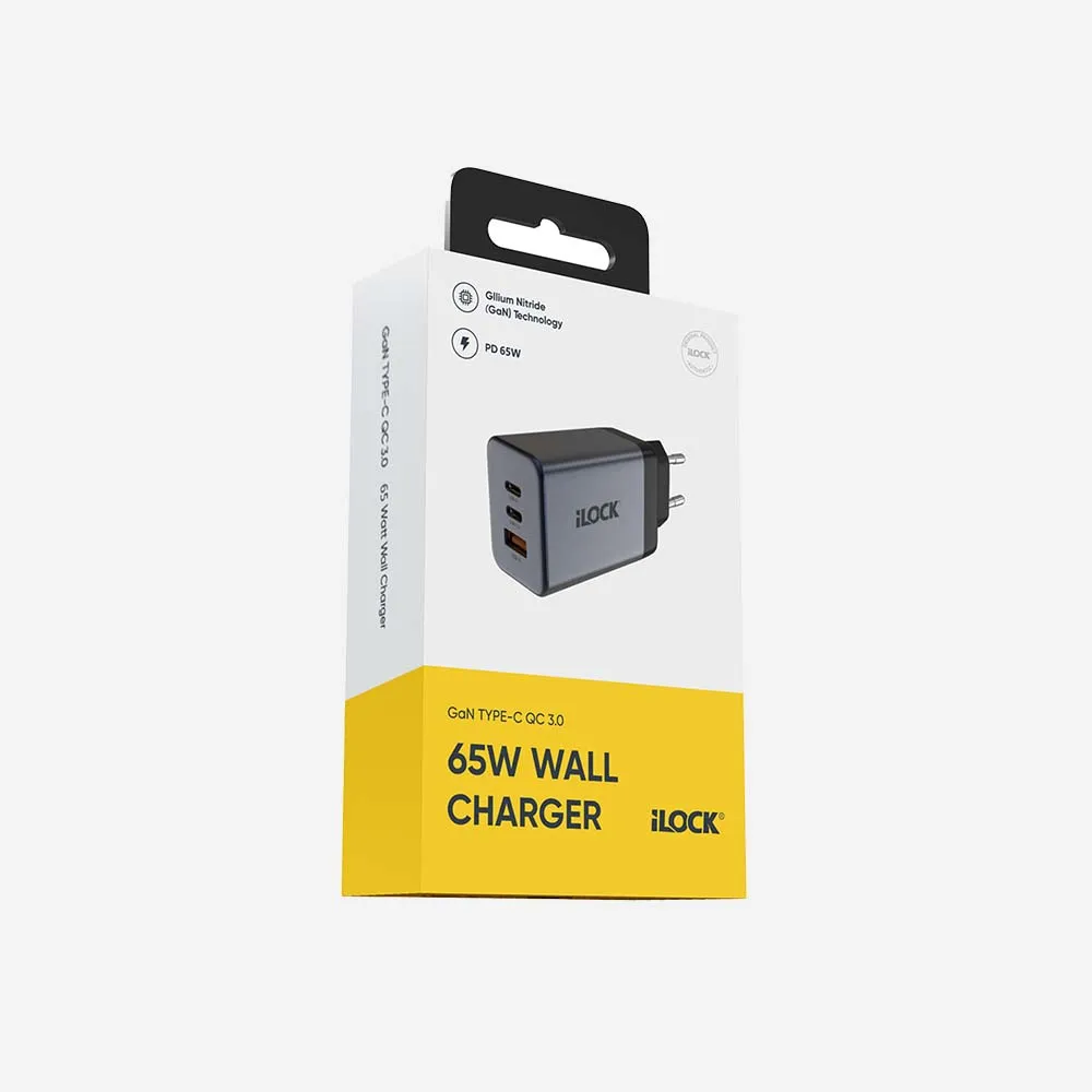 iLOCK 5148 Wall Fast Charger 65W 2USB-C USB-A