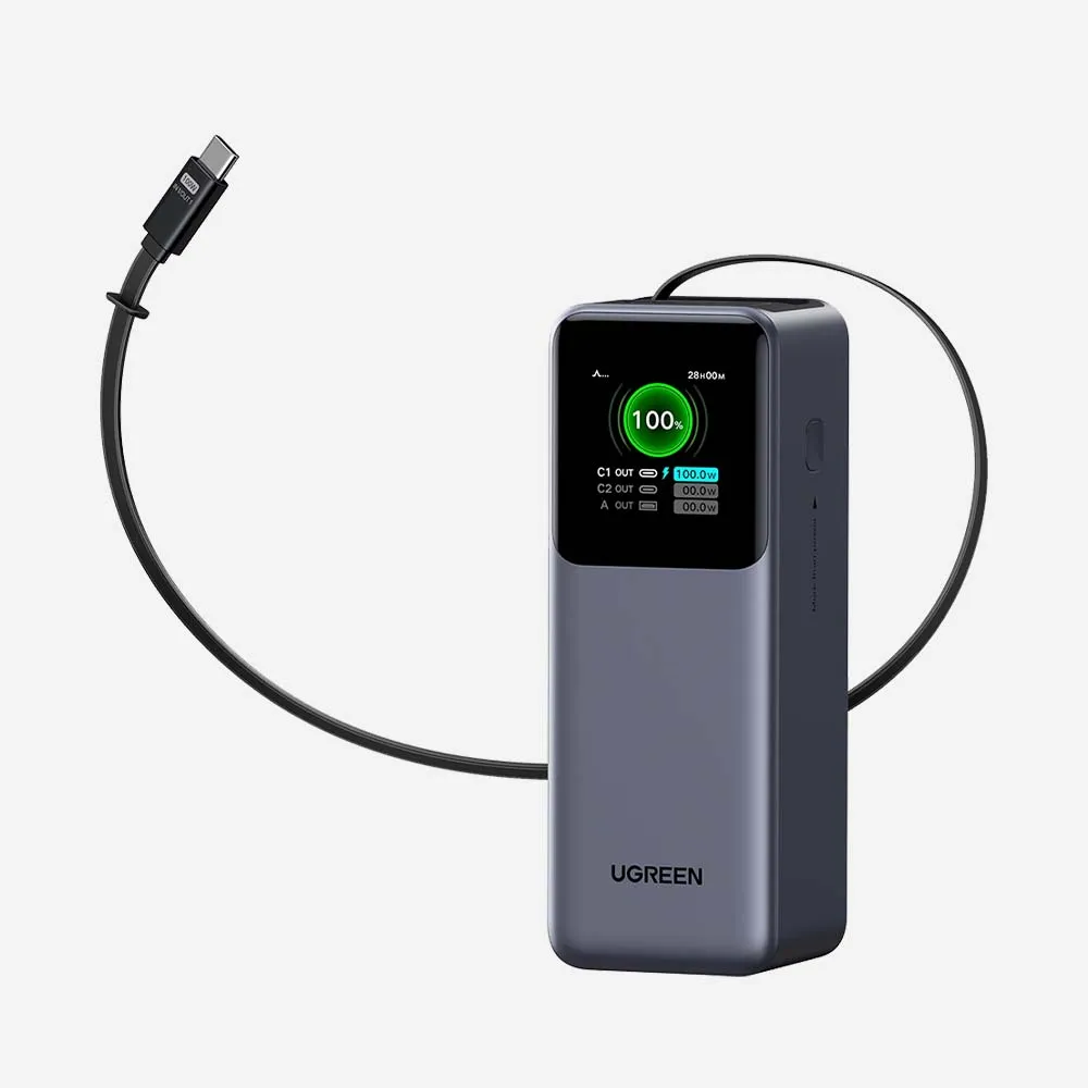 UGREEN 55987B PB726 20000mAh 165W Power Bank with Retractable Cable
