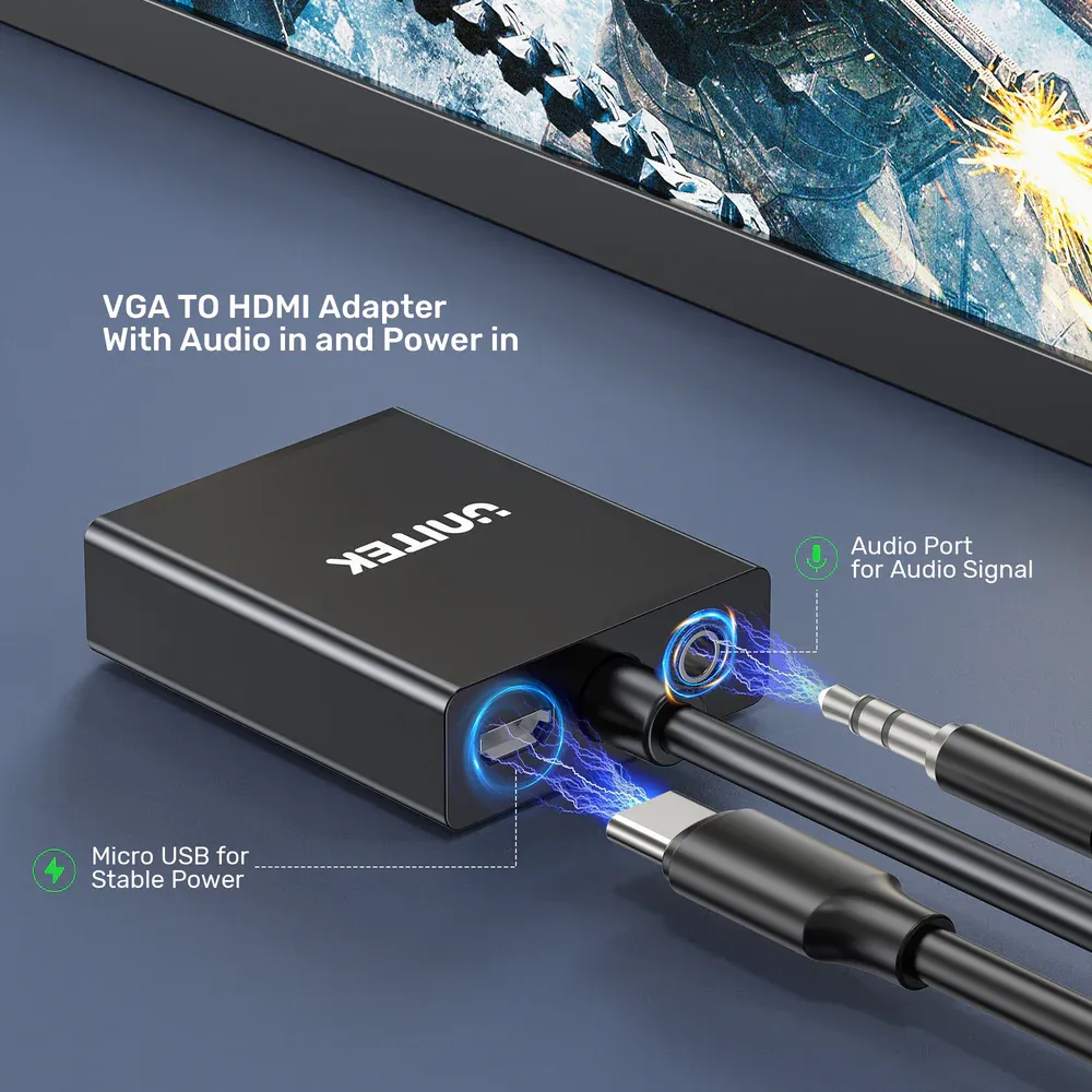 UNITEK V112ABK01 VGA to HDMI Adapter