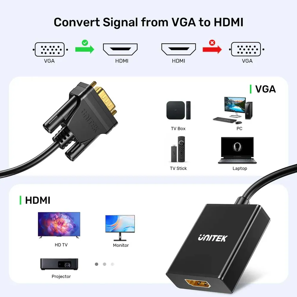 UNITEK V112ABK01 VGA to HDMI Adapter