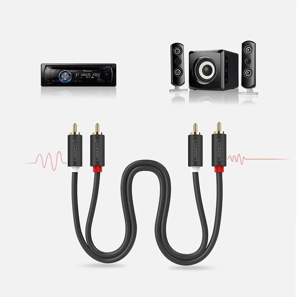 UGREEN 10520 2RCA Male to 2RCA Male Cable 5m Black