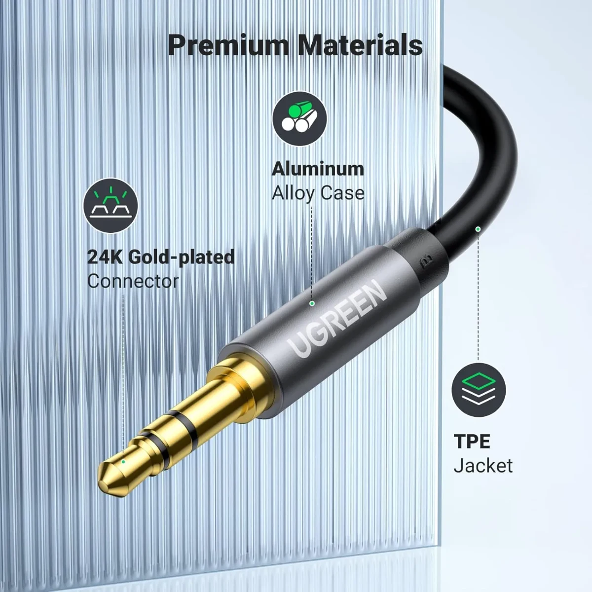 UGREEN 10595 Male to 3.5mm Female Extension Cable 3m Black