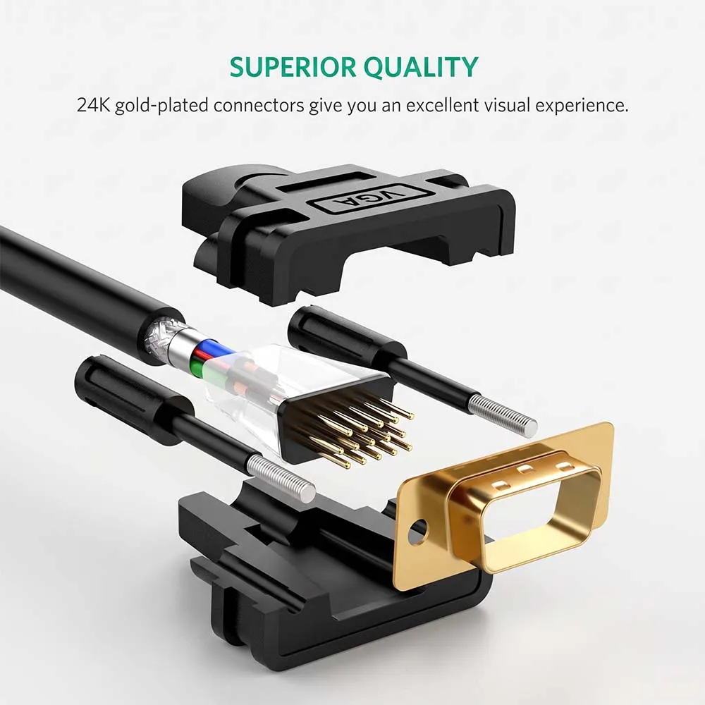 UGREEN 11632 VGA Male to Male Cable 5m Black