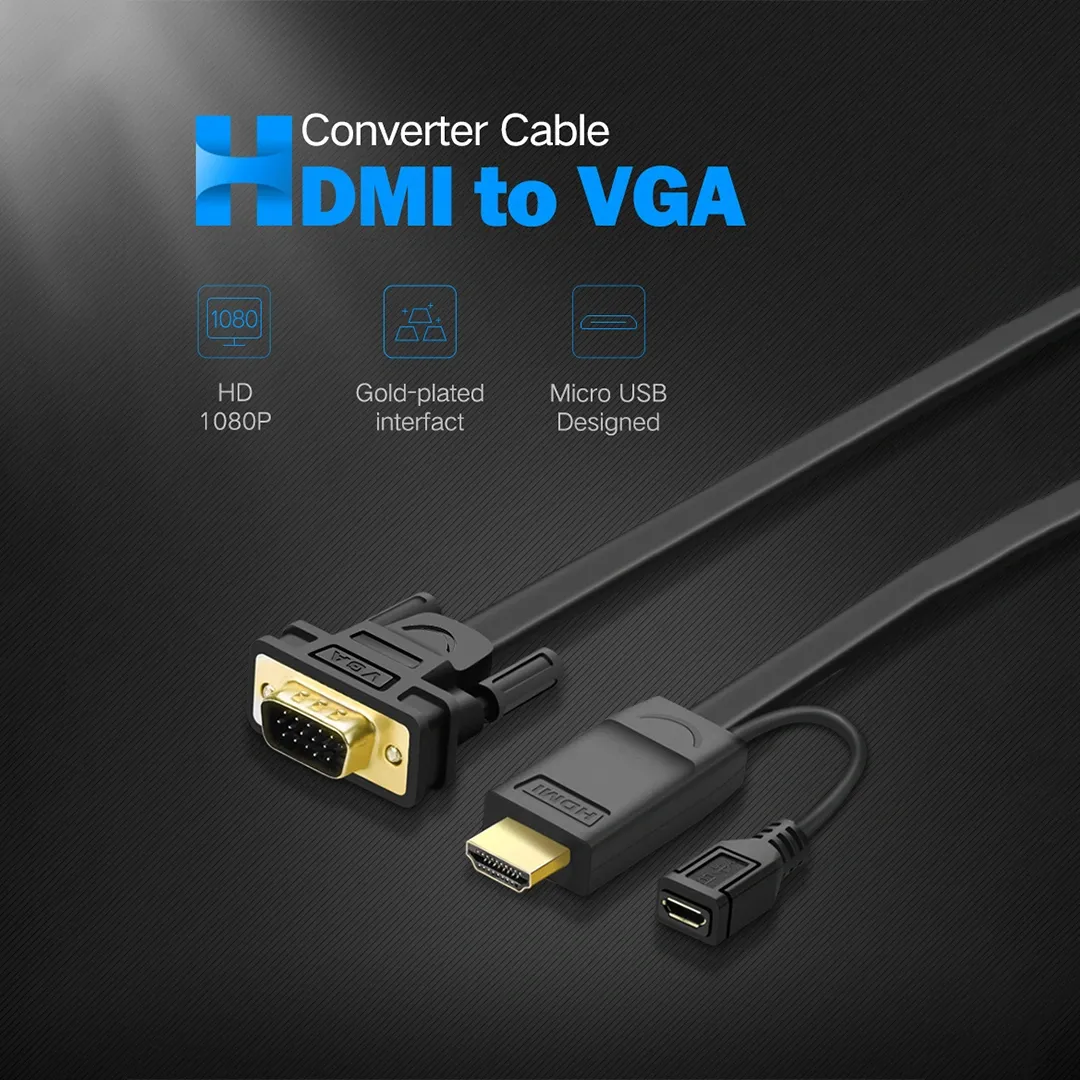 UGREEN 30449 HDMI to VGA Converter Cable 1.5m (Black)