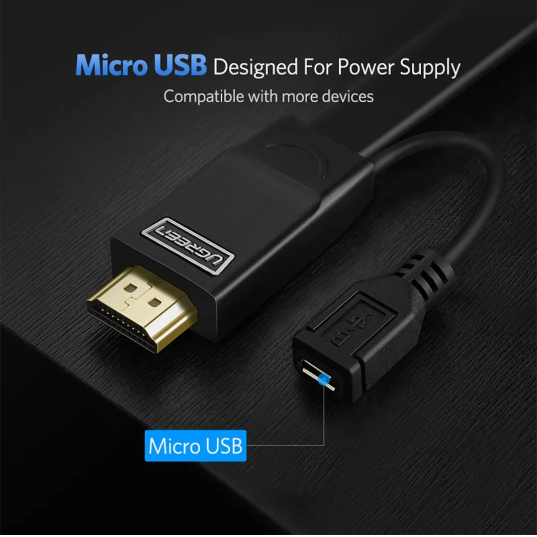UGREEN 30449 HDMI to VGA Converter Cable 1.5m (Black)